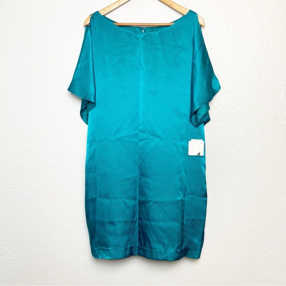 Aidan by Aidan Mattox Cutout Shoulder Satin Dress Sz 8 Green